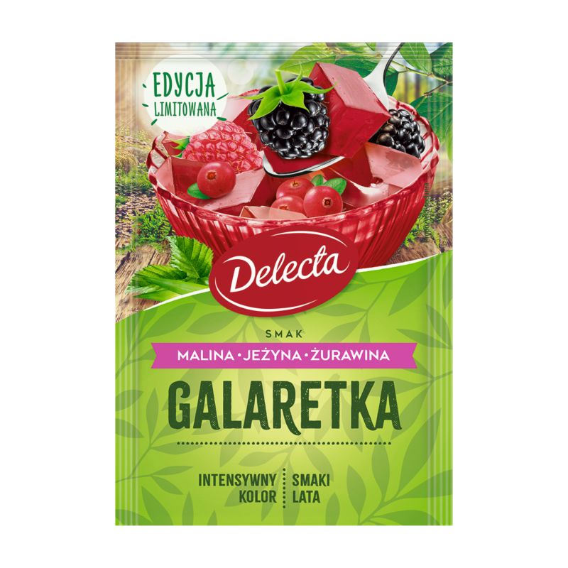 GALARETKA DELECTA SMAK MALINA JEZYNA ZURAWINA 50G